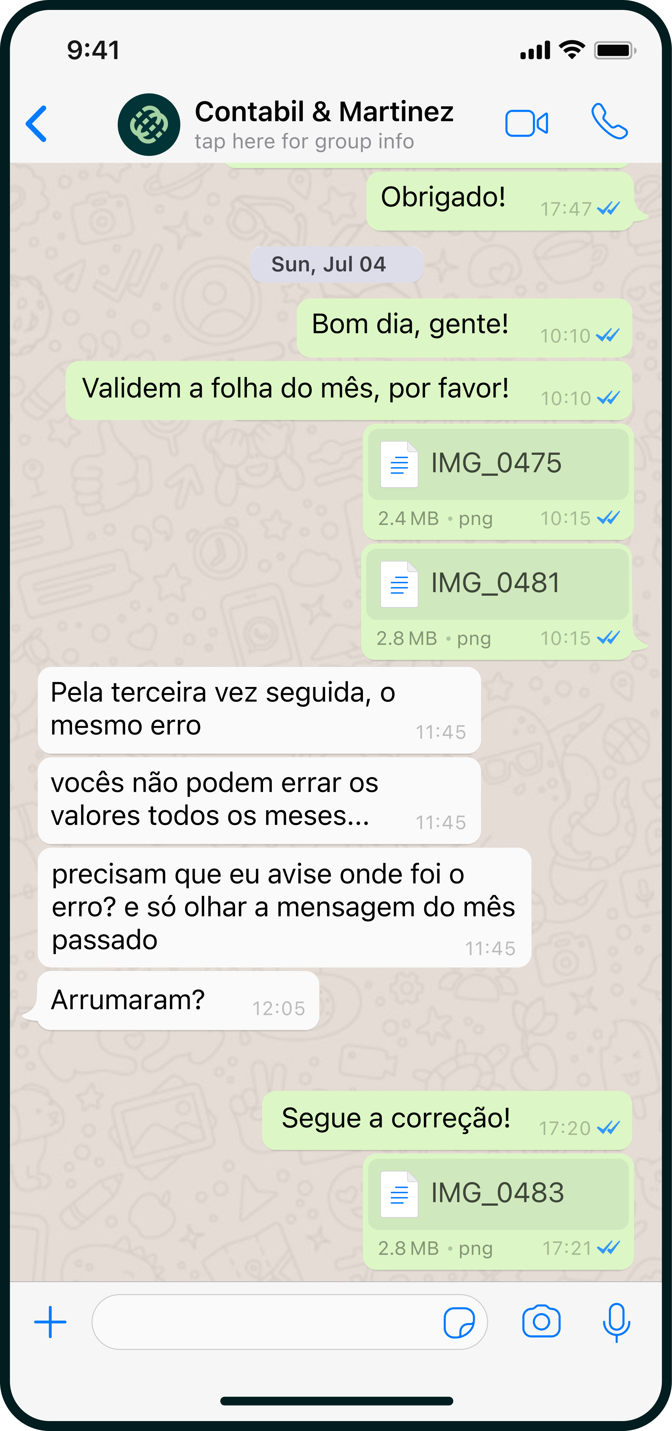 Conversa de cliente no WhatsApp